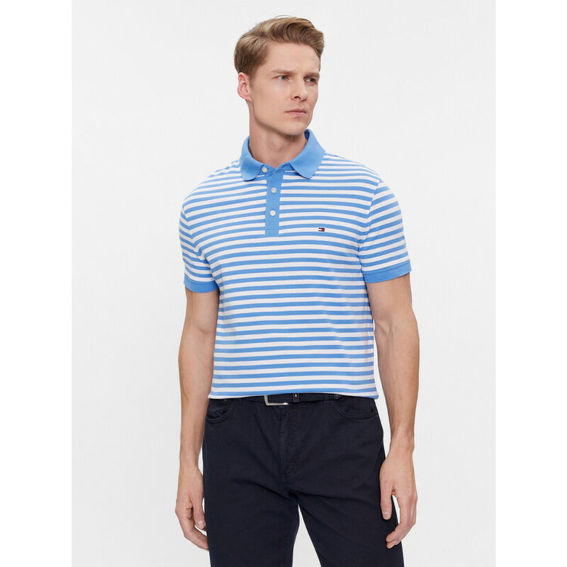 Tommy Hilfiger pánské modré pruhované polo tričko