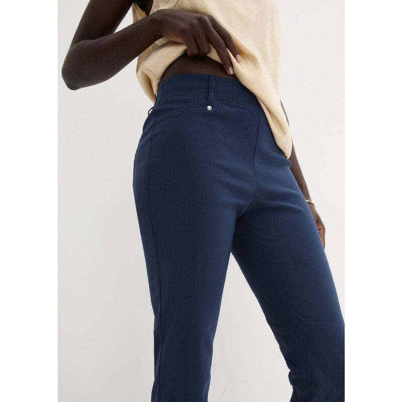 bonprix Strečové kalhoty bez zapínání Modrá