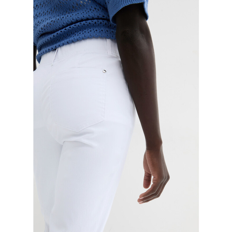bonprix Strečové kalhoty bez zapínání Bílá