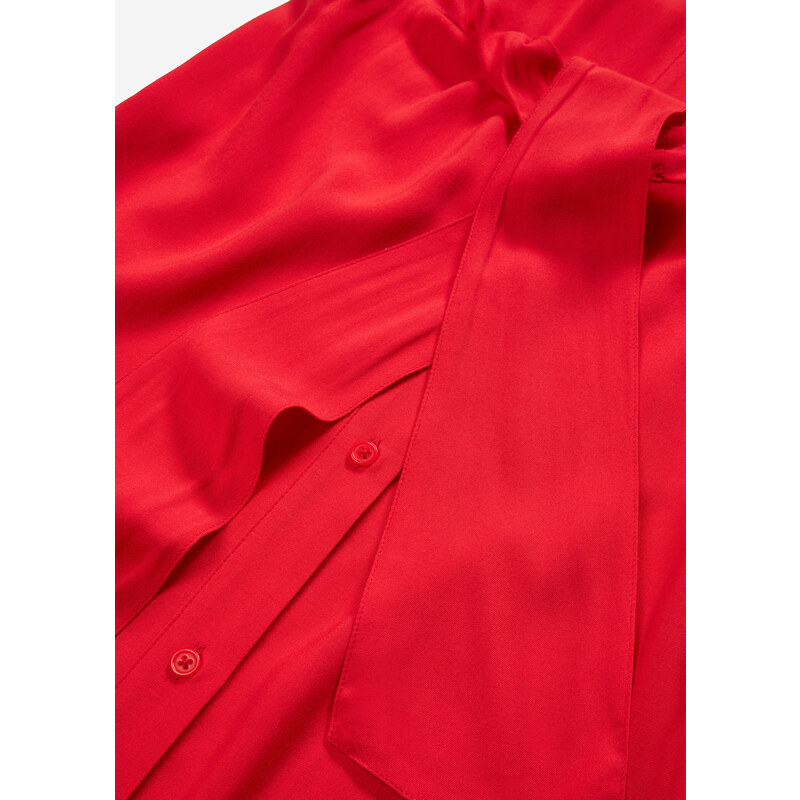 bonprix Šaty v délce midi s uzlovým detailem Červená