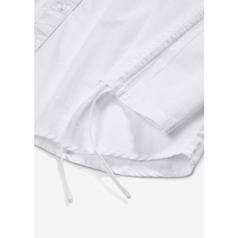 bonprix Halenka s detaily na dlouhých rukávech, z organické bavlny Bílá