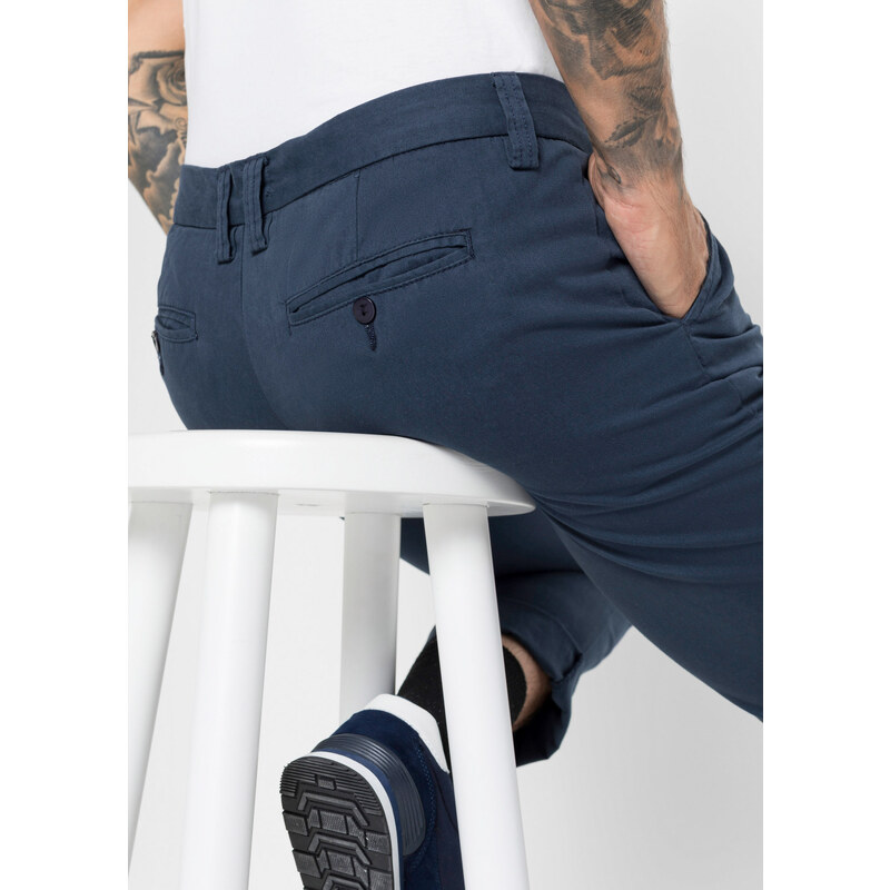 bonprix Chino kalhoty Regular Fit Straight Modrá