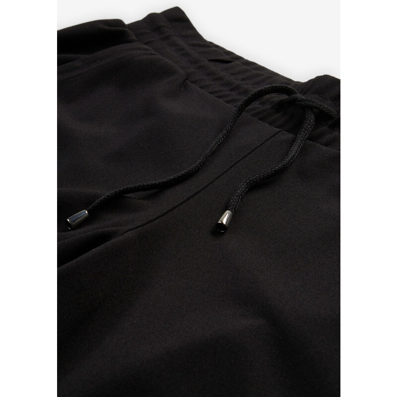 bonprix Kalhoty bez zapínání s elastickým pasem Černá