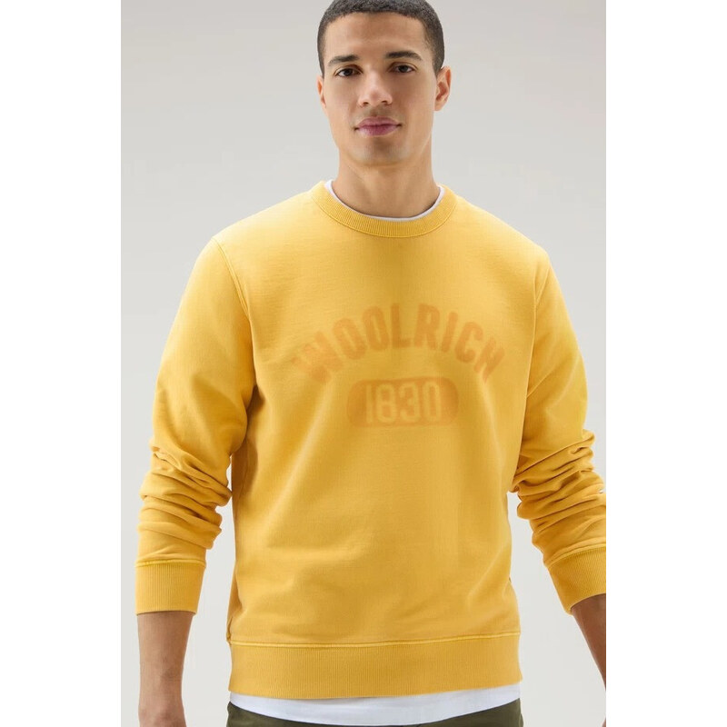 MIKINA WOOLRICH GARMENT DYED LOGO CREWNECK