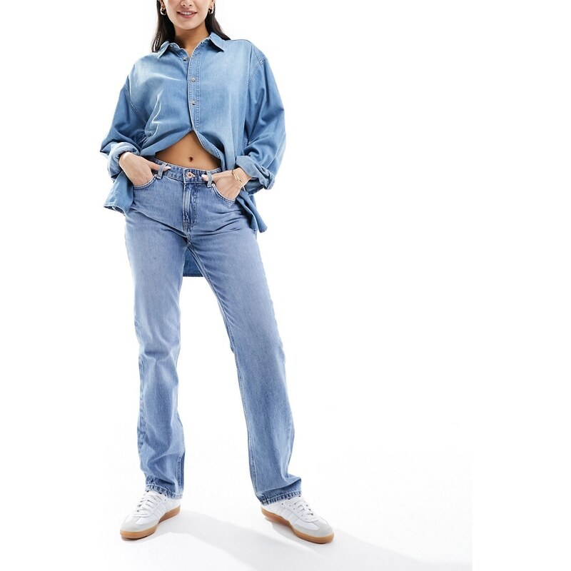 ONLY Jaci mid rise straight jeans in light blue wash