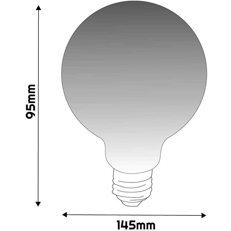 BERGE LED žárovka G95 - E27 - 8W - FILAMENT - kouřová - teplá bílá