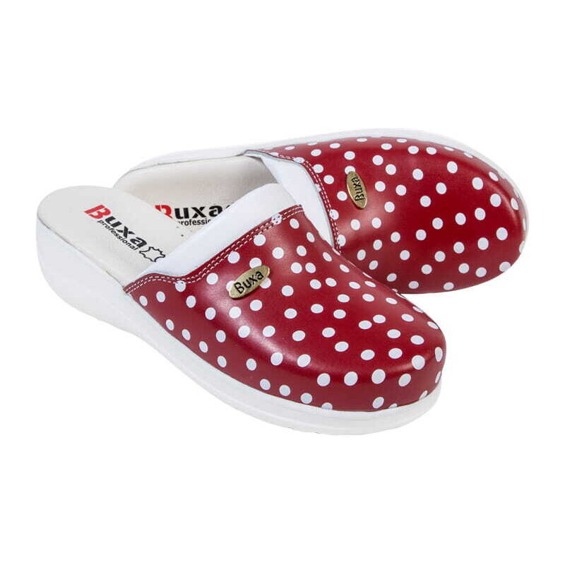 Buxa MED10 Dámská zdravotní obuv červená s bílým puntíkem
