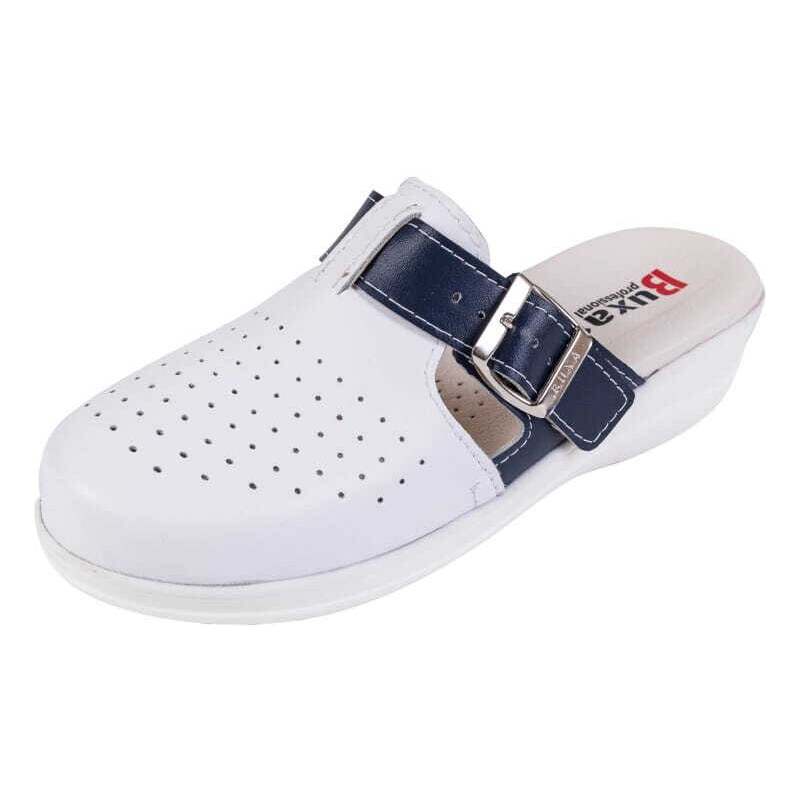 Buxa MED21 Dámská zdravotní obuv bílá s modrým páskem přes nárt