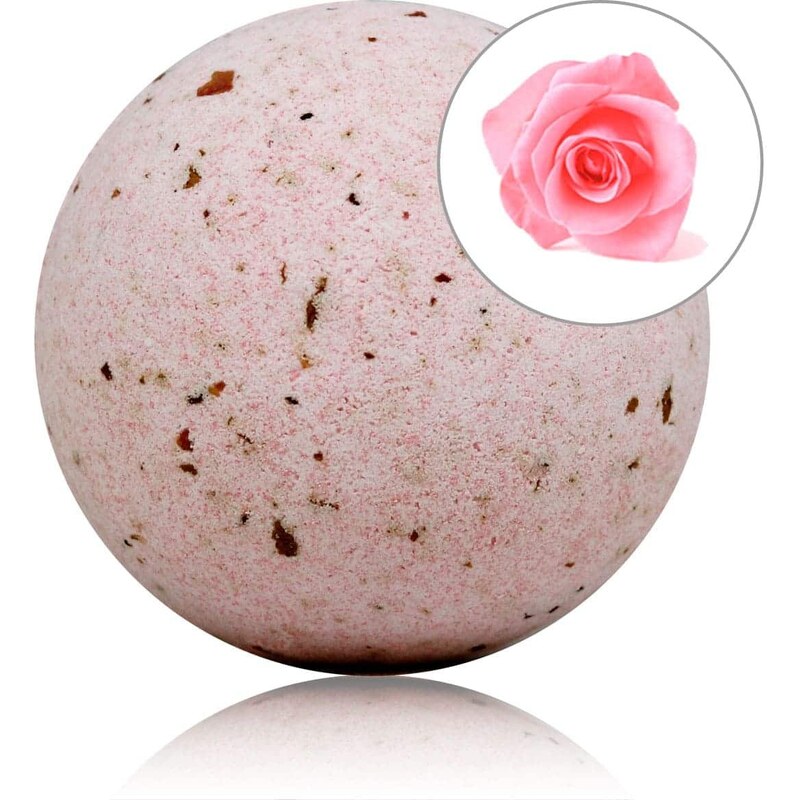 Růžová koupelová bomba s okvětními lístky - 140 g