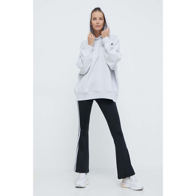 Bavlněná mikina adidas Originals Hoodie dámská, šedá barva, s kapucí, melanžová, IX2344