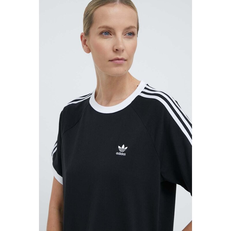 Šaty adidas Originals 3-Stripes Raglan černá barva, mini, oversize, IU2534