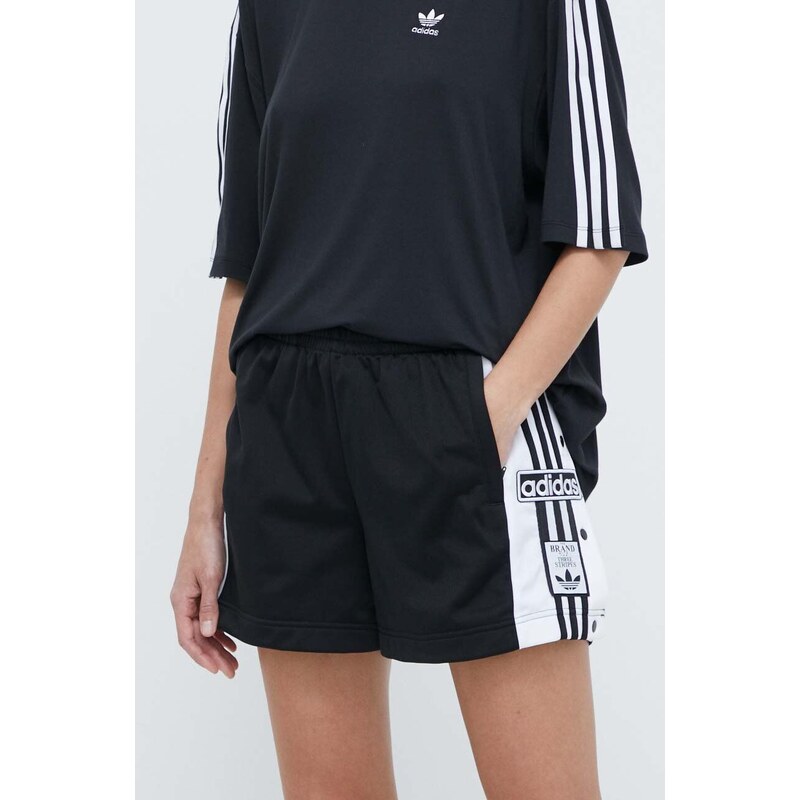 Kraťasy adidas Originals Adibreak dámské, černá barva, s aplikací, high waist, IU2518