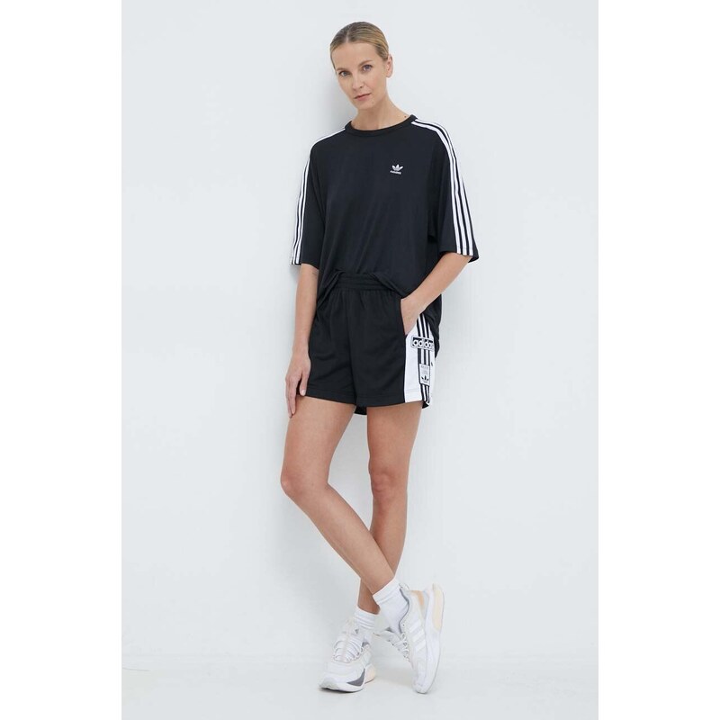 Kraťasy adidas Originals Adibreak dámské, černá barva, s aplikací, high waist, IU2518