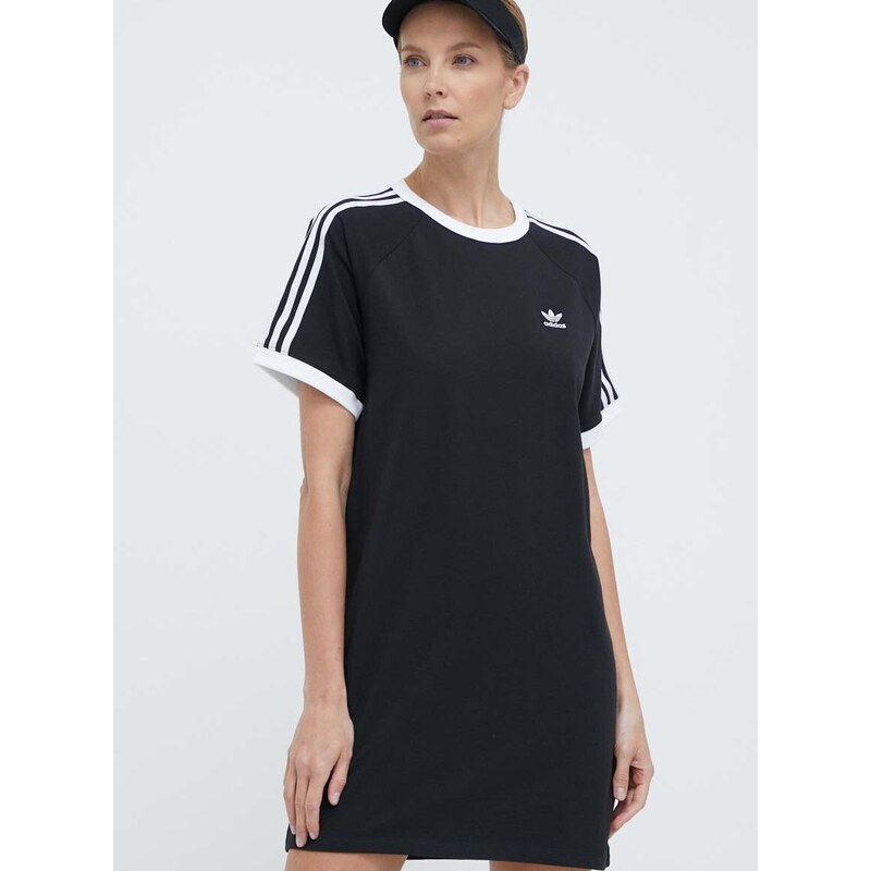 Šaty adidas Originals 3-Stripes Raglan černá barva, mini, oversize, IU2534