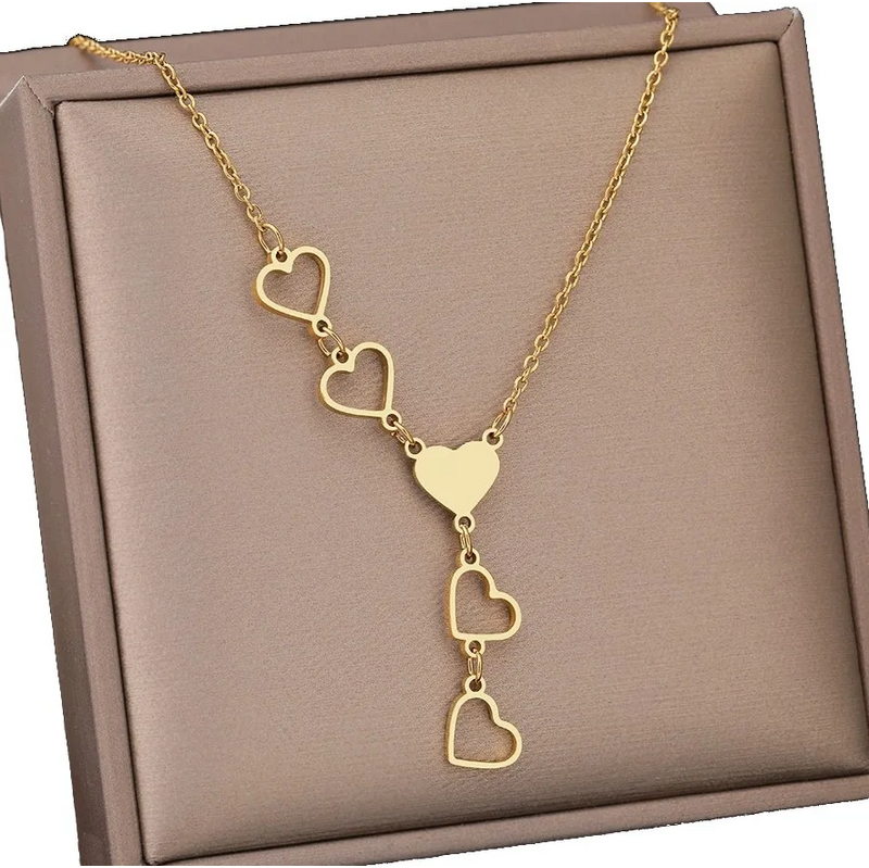 Camerazar Dlouhý elegantní zlatý náhrdelník se srdcem z