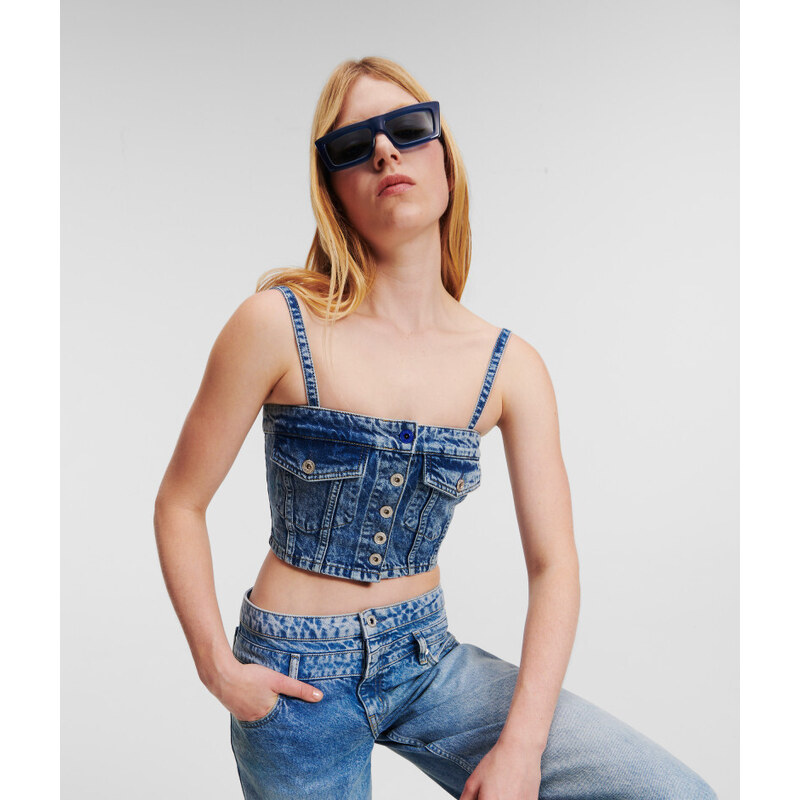 HALENKA KARL LAGERFELD JEANS KLJ RECYCLED DENIM TOP