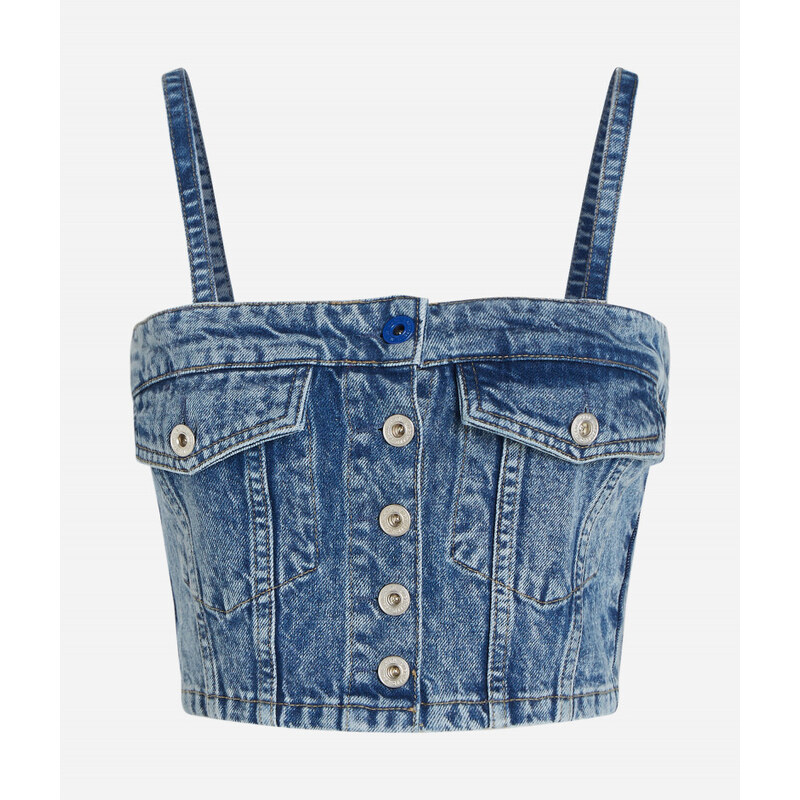 HALENKA KARL LAGERFELD JEANS KLJ RECYCLED DENIM TOP