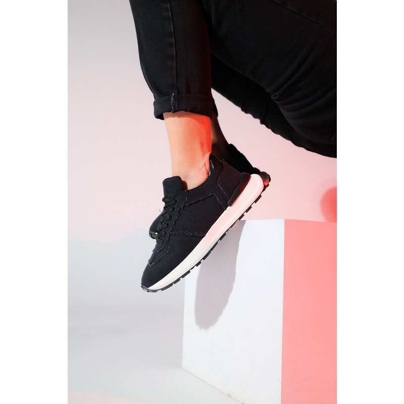 LuviShoes RAFAEL Black Denim Women's Sports Sneaker