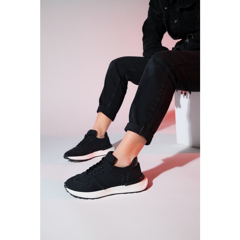 LuviShoes RAFAEL Black Denim Women's Sports Sneaker
