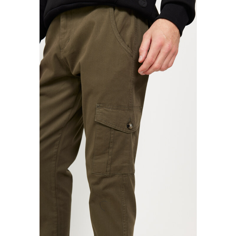 AC&Co / Altınyıldız Classics Men's Khaki Extra Slim Fit Slim Fit Cargo Pocket Cotton Stretch Trousers