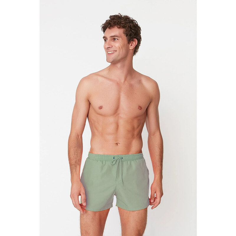 Trendyol Light Khaki Extra Short Basic Swim Shorts