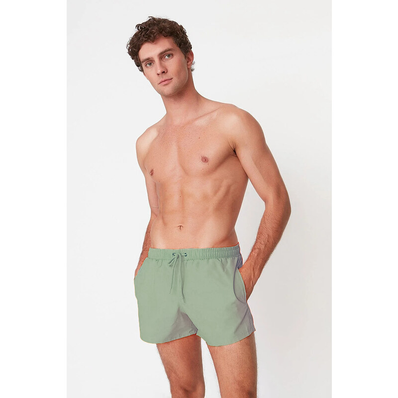 Trendyol Light Khaki Extra Short Basic Swim Shorts