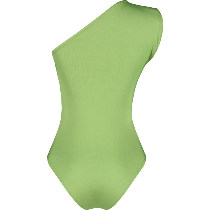 Trendyol Apple Green Fitted Asymmetric Neck Elastic Snaps Knitted Bodysuit