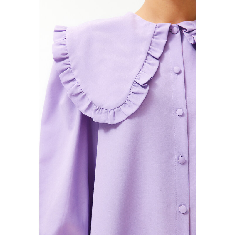 Trendyol Lilac Baby Collar Cotton Woven Shirt