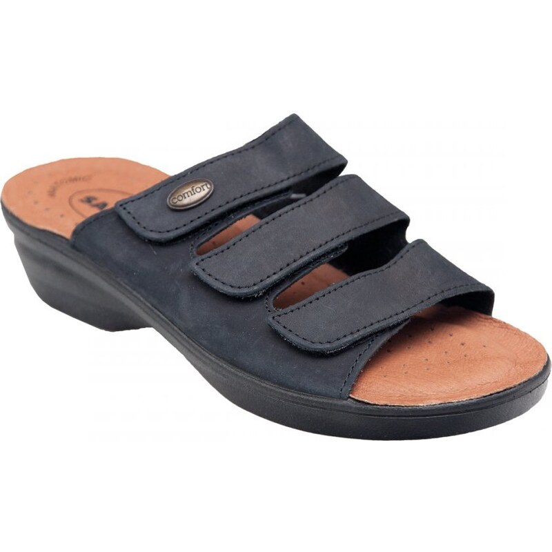 Santé P0/5144 dámské dvou páskové pantofle černé na suché zipy