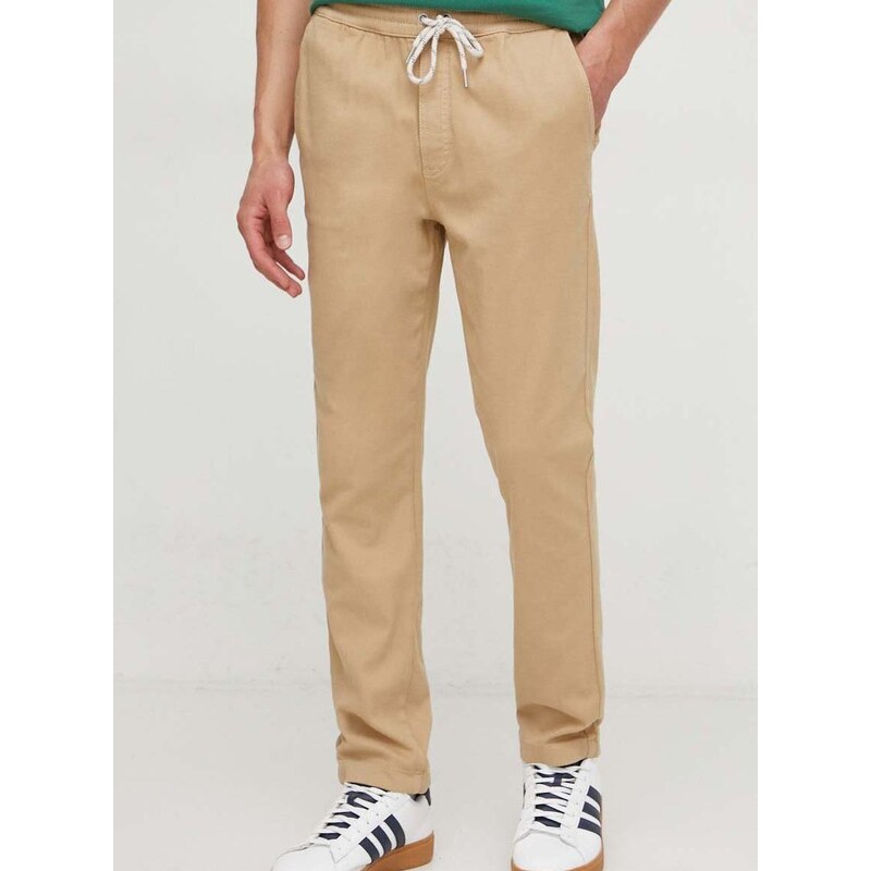 Kalhoty Pepe Jeans pánské, béžová barva, ve střihu chinos