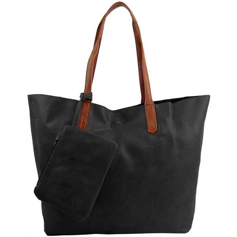 INT. COMPANY Velká černá shopper dámská taška s crossbody uvnitř