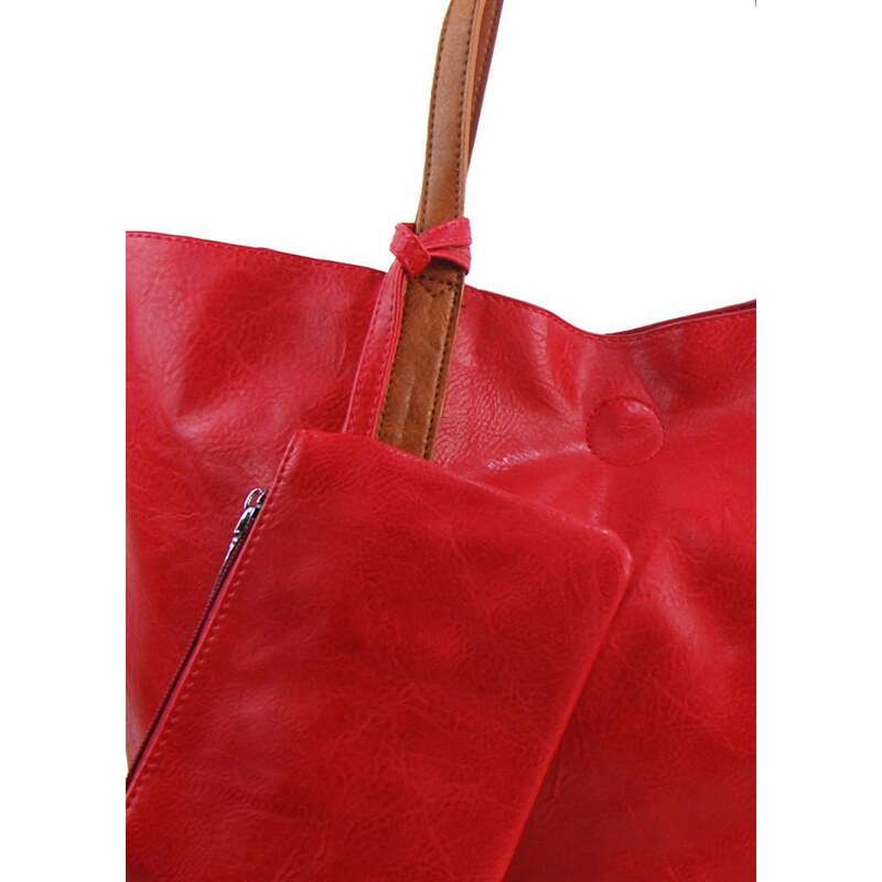 INT. COMPANY Velká červená shopper dámská taška s crossbody uvnitř