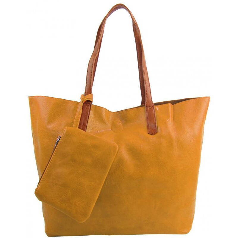 INT. COMPANY Barebag Velká hořčicově žlutá shopper dámská taška s crossbody uvnitř