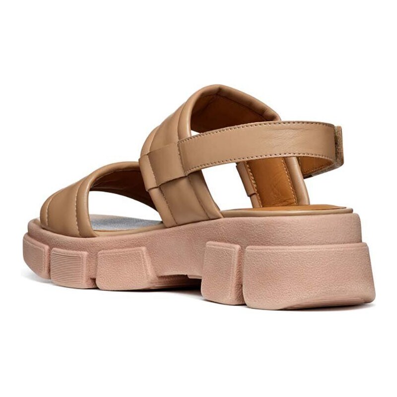 Kožené sandály Geox D LISBONA dámské, béžová barva, na platformě, D45PSA 000TU C8191