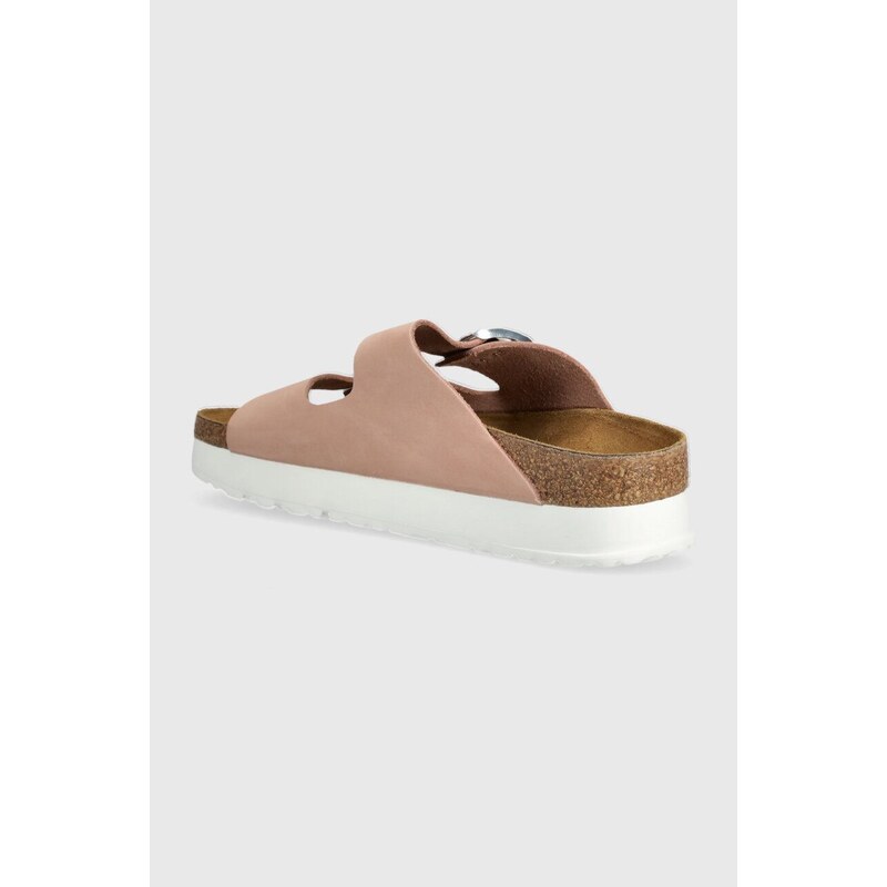 Nubukové pantofle Birkenstock Arizona Platform Flex Birkenstock x Papillio růžová barva, na platformě, 1026894