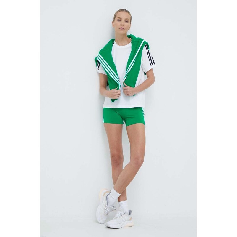 Kraťasy adidas Originals dámské, zelená barva, s aplikací, high waist