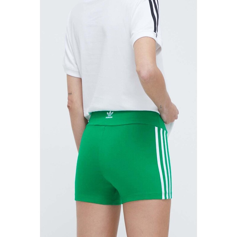 Kraťasy adidas Originals dámské, zelená barva, s aplikací, high waist