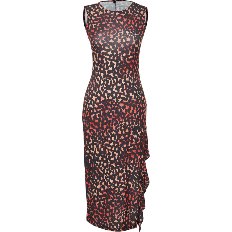 Trendyol Multi-Colored Fitted/Fitted Animal Print Flexible Knitted Maxi Dress