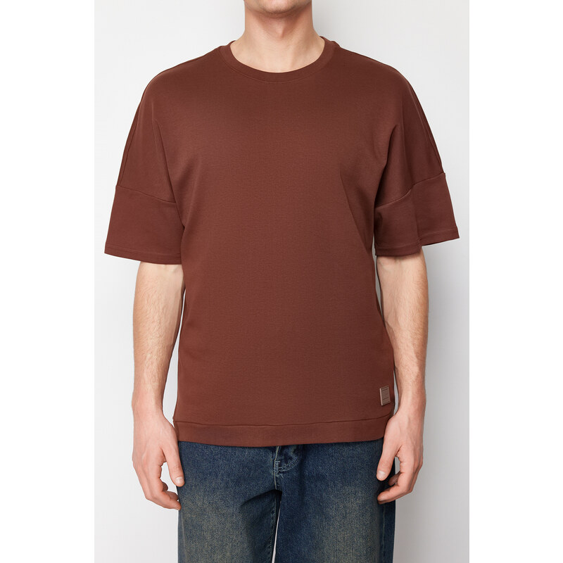 Trendyol Brown Oversize Stitch Detail T-Shirt