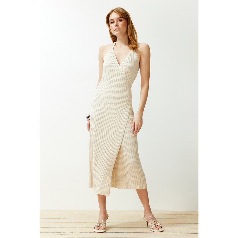 Trendyol Stone Maxi Knitwear Tie Detailed Dress