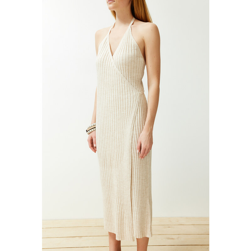 Trendyol Stone Maxi Knitwear Tie Detailed Dress