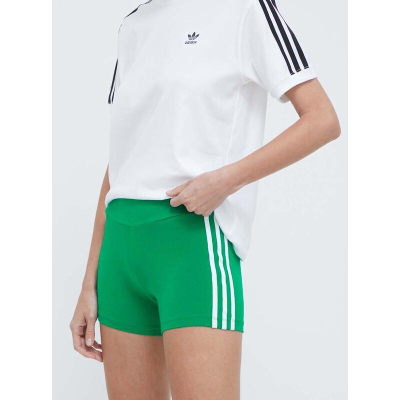 Kraťasy adidas Originals dámské, zelená barva, s aplikací, high waist