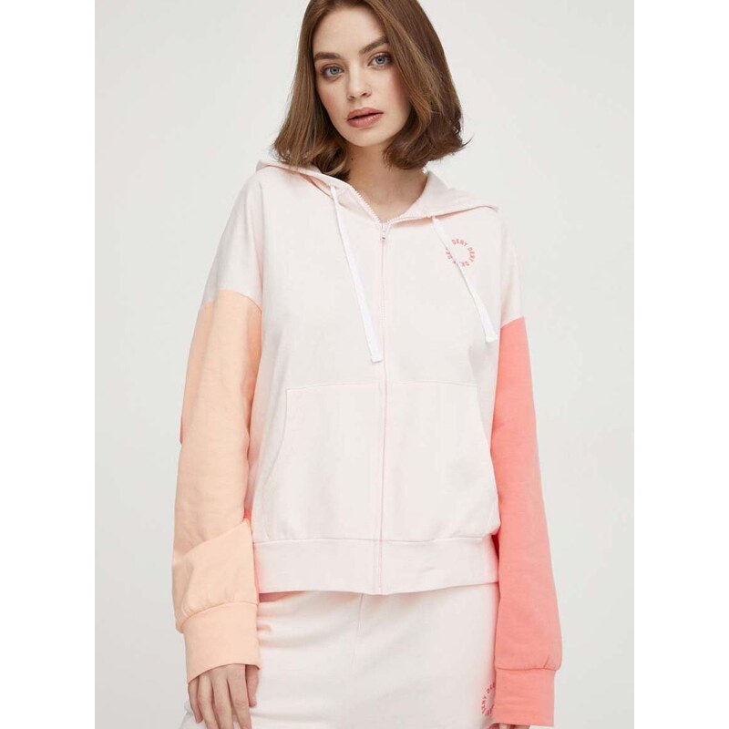 Mikina Dkny růžová barva, s kapucí, YI10002