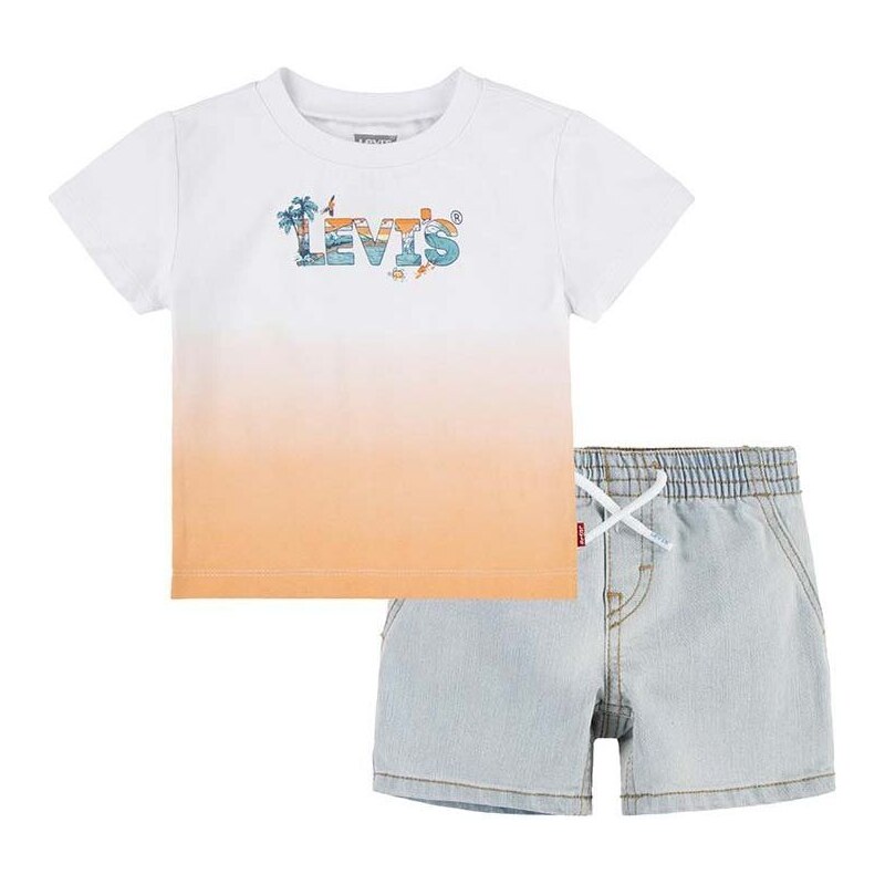 Dětská bavlněná souprava Levi's oranžová barva