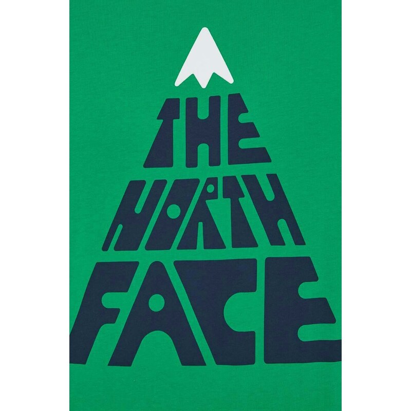 Bavlněné tričko The North Face zelená barva, s potiskem, NF0A87ENPO81