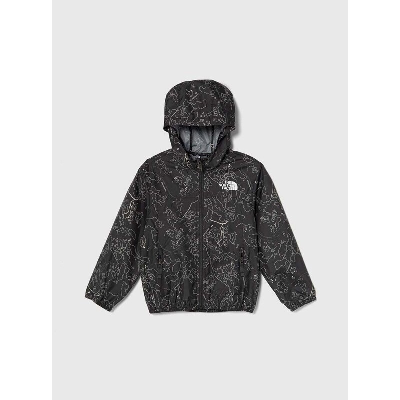 Dětská bunda The North Face NEVER STOP HOODED WINDWALL JACKET šedá barva