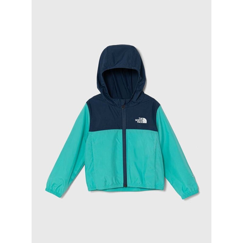 Dětská bunda The North Face NEVER STOP HOODED WINDWALL JACKET zelená barva