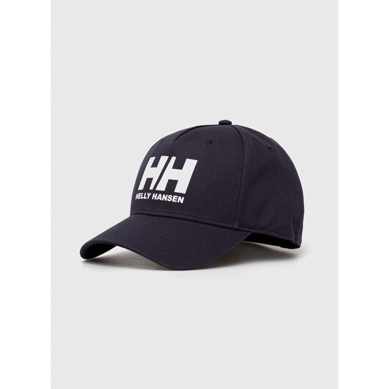 Bavlněná baseballová čepice Helly Hansen tmavomodrá barva, s potiskem, 67434