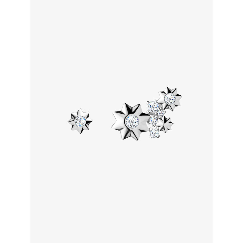 Stříbrné náušnice Orion, hvězdy s kubickou zirkonií Preciosa, malá a levá velká