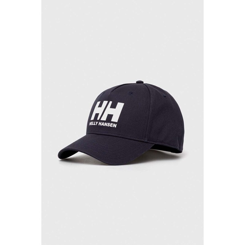 Bavlněná baseballová čepice Helly Hansen tmavomodrá barva, s potiskem, 67434